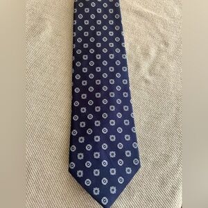 Brooks Bothers 346 100% Silk Checked Navy Blue Tie